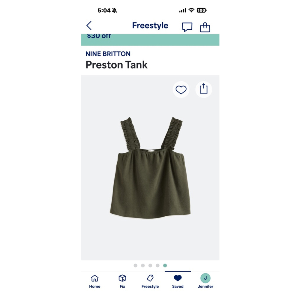 Stitch fix- Women's Nine Britton Olive Green Preston Tank Top Size large